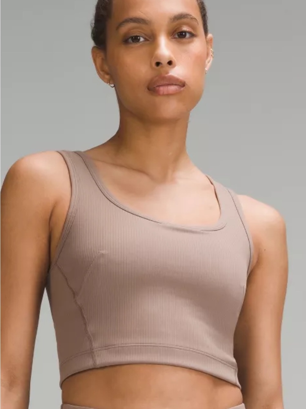 Lululemon Wunder Train Ribbed Scoop-Neck Crop Tank - Taupe 8